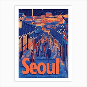 Aihrgdesign A 1970s Inspired Travel Poster For Seoul 4 Art Print