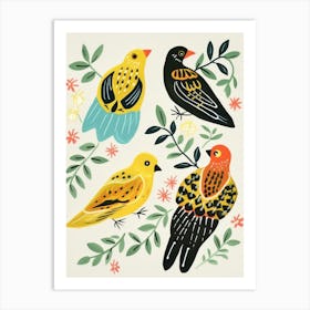 Folk Style Bird Painting Yellowhammer 4 Art Print