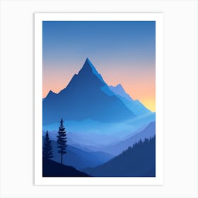 Misty Mountains Vertical Composition In Blue Tone 131 Art Print