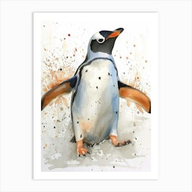 Humboldt Penguin Livingston Island Watercolour Painting 4 Art Print