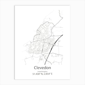 Clevedon,United Kingdom Minimalist Map Poster