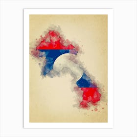 Laos Flag Vintage Art Print