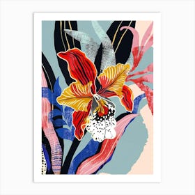 Colourful Flower Illustration Monkey Orchid 4 Art Print