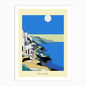 Poster Of Minimal Design Style Of Santorini, Greece 1 Art Print