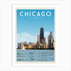 Chicago Skyline Illinois Travel Poster Art Print