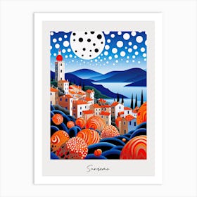 Poster Of Sanremo, Italy, Illustration In The Style Of Pop Art 1 Art Print