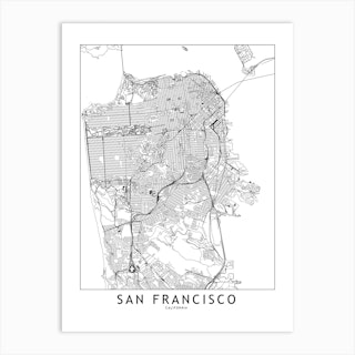San Francisco White Map Art Print