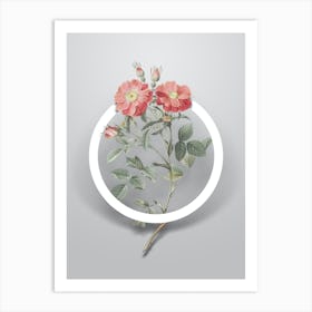 Vintage Sweetbriar Rose Minimalist Botanical Geometric Circle on Soft Gray n.0336 Art Print