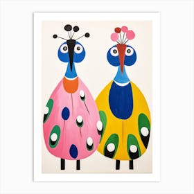 Colourful Kids Animal Art Peacock 2 Art Print