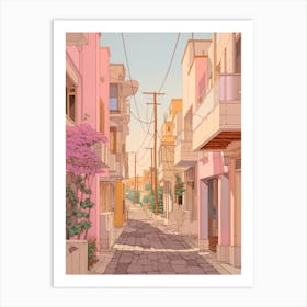 Limassol Cyprus 3 Vintage Pink Travel Illustration Art Print