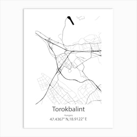 Torokbalint,Hungary Minimalist Map Art Print