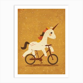 Unicorn Riding A Bike Muted Pastels 2 Art Print