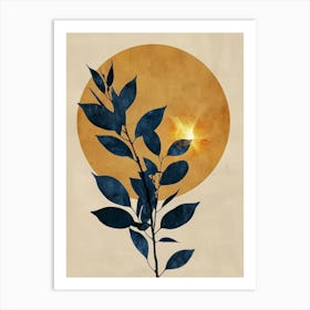 Sunset With Leaves Art Print