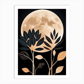 Full Moon With Leaves Art Print