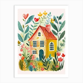 Watercolor House In The Garden Art Print