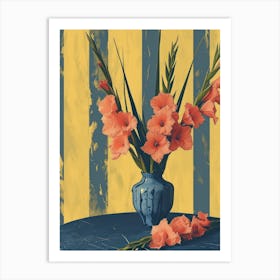 Gladiolus Flowers On A Table   Contemporary Illustration 3 Art Print
