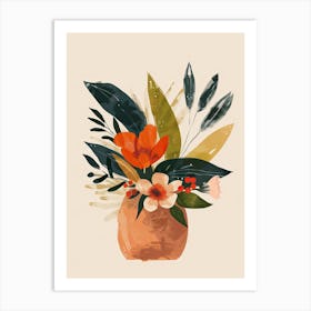 Floral Arrangement In A Vase, Boho, Minimalism Art Print