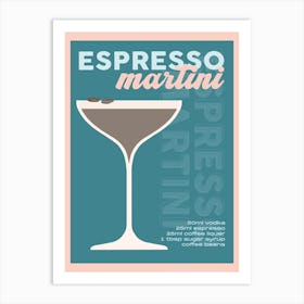 Teal Espresso Martini Cocktail Art Print