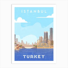 Istanbul, Turkey — Retro travel minimalist poster 1 Art Print