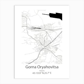 Gorna Oryahovitsa,Bulgaria Minimalist Map Art Print