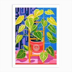 Pink And Red Plant Illustration Golden Pothos 4 Art Print