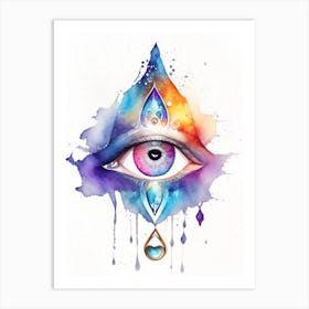 The Ajna Chakra, Symbol, Third Eye Watercolour 2 Art Print