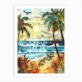 Beach Scene With Palm Trees 2 Art Print