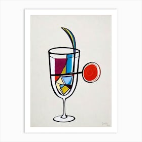 MCocktail Poster artini Picasso Line Drawing Cocktail Poster Art Print