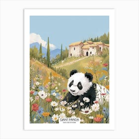Giant Panda In A Field Of Flowers Poster 1 Art Print