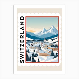 Retro Winter Stamp Poster St Moritz Switzerland 2 Art Print