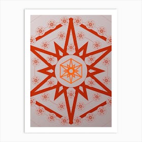Geometric Abstract Glyph Circle Array in Tomato Red n.0103 Art Print