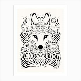 Linocut Fox Abstract Line Illustration 11 Art Print