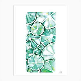 Watercolour Lime Slices Art Print