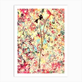 Impressionist Blue Pipe Botanical Painting in Blush Pink and Gold Art Print