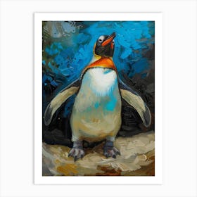 Galapagos Penguin Ross Island Colour Block Painting 3 Art Print