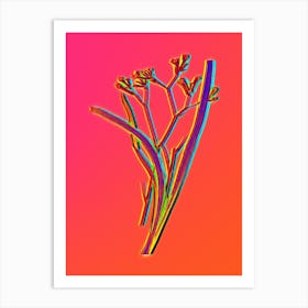Neon Anigozanthos Flavida Botanical in Hot Pink and Electric Blue Art Print