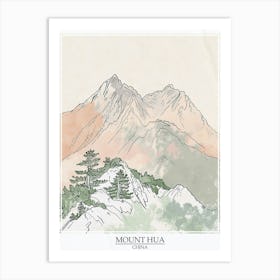 Mount Hua China Color Line Drawing 8 Poster Art Print