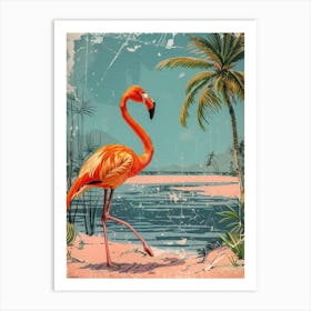 Greater Flamingo Pakistan Tropical Illustration 2 Art Print