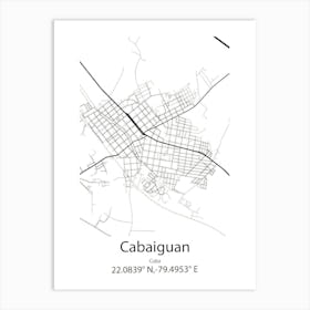 Cabaiguan,Cuba Minimalist Map Art Print