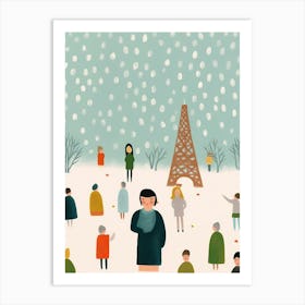 In Paris With The Eiffel Tower Scene, Tiny People And Illustration 6 Art Print