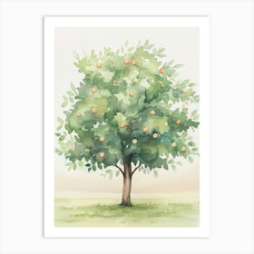 Orange Tree Atmospheric Watercolour Painting 2 Art Print