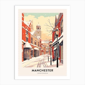 Vintage Winter Travel Poster Manchester United Kingdom 5 Art Print