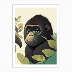 Baby Gorilla, Gorillas Cute Kawaii 1 Art Print