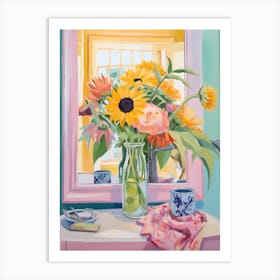 A Vase With Sunflower, Flower Bouquet 1 Art Print