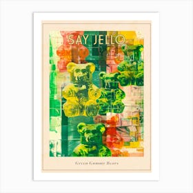 Green Gummy Bears Retro Collage 3 Poster Art Print