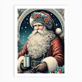 Santa Claus With Gifts Style William Morris 1 Art Print