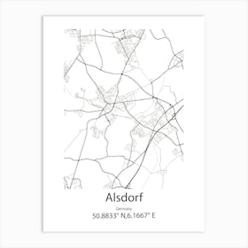 Alsdorf,Germany Minimalist Map Art Print