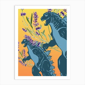 Godzilla And Lavender Art Print