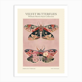 Velvet Butterflies Collection Spring Butterflies William Morris Style 4 Art Print