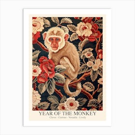 Chinese Lunar Year Of The Monkey 2 William Morris Style Art Print